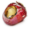 Anello con motivo Idyllia, tagli misti, fragola, rosso, placcato oro