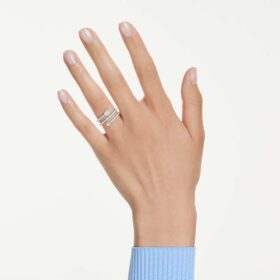 Anello con motivo Idyllia, tagli misti, freccia, bianco, placcato in rodio