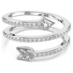 Anello con motivo Idyllia, tagli misti, freccia, bianco, placcato in rodio
