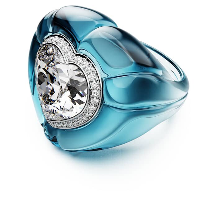 Anello da cocktail Dulcis con taglio a cuore, pavé, cuore, blu Anello da cocktail Dulcis con taglio a cuore, pavé, cuore, blu
