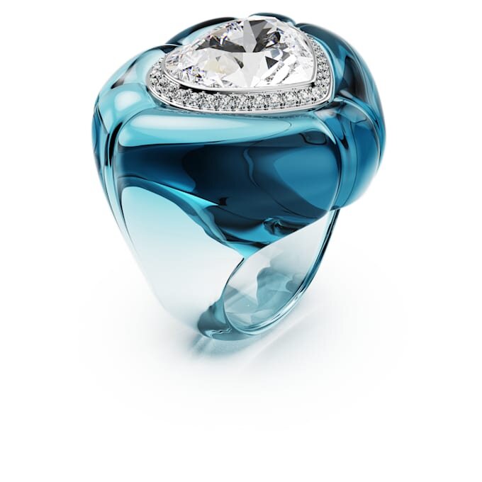 Anello da cocktail Dulcis con taglio a cuore, pavé, cuore, blu Anello da cocktail Dulcis con taglio a cuore, pavé, cuore, blu