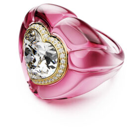 Anello da cocktail Dulcis con taglio a cuore, pavé, cuore, rosa