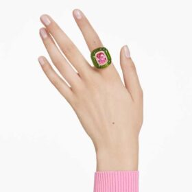 Anello da cocktail Dulcis con taglio a cuscino, pavé, multicolore