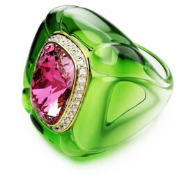 Anello da cocktail Dulcis con taglio a cuscino, pavé, multicolore