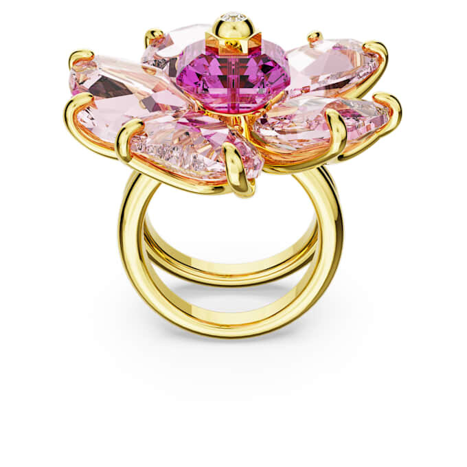 Anello da cocktail Idyllia Flower, rosa, placcato oro Anello da cocktail Idyllia Flower, rosa, placcato oro