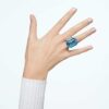 Anello da cocktail Lucent con taglio ottagonale, blu Anello da cocktail Lucent con taglio ottagonale, blu