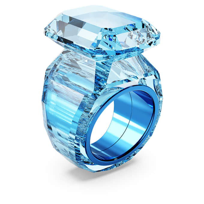 Anello da cocktail Lucent con taglio ottagonale, blu Anello da cocktail Lucent con taglio ottagonale, blu