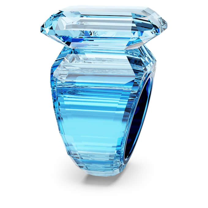Anello da cocktail Lucent con taglio ottagonale, blu Anello da cocktail Lucent con taglio ottagonale, blu