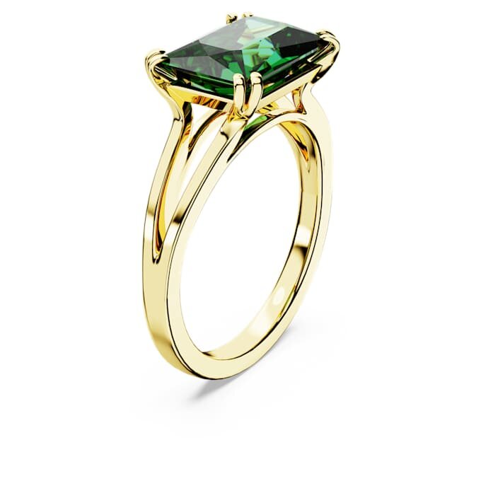 Anello da cocktail Stilla con taglio rettangolare, verde, placcato oro Anello da cocktail Stilla con taglio rettangolare, verde, placcato oro