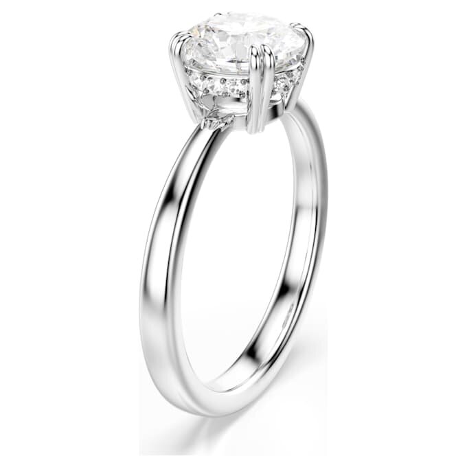 Anello da cocktail Stilla con taglio rotondo, bianco, finitura argento Anello da cocktail Stilla con taglio rotondo, bianco, finitura argento