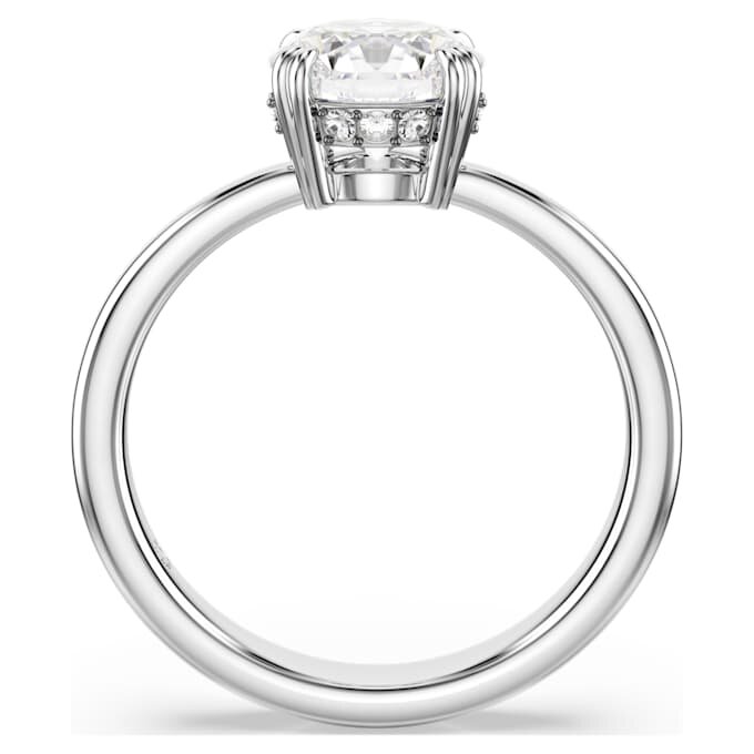 Anello da cocktail Stilla con taglio rotondo, bianco, finitura argento Anello da cocktail Stilla con taglio rotondo, bianco, finitura argento