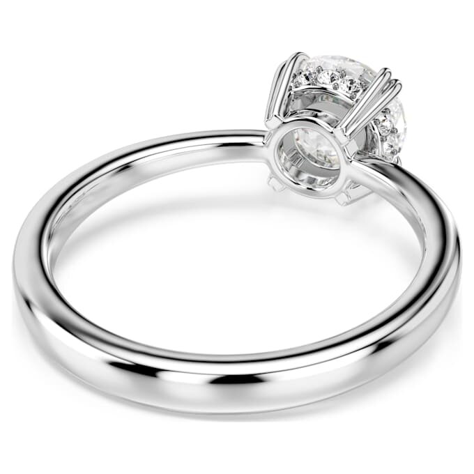 Anello da cocktail Stilla con taglio rotondo, bianco, finitura argento Anello da cocktail Stilla con taglio rotondo, bianco, finitura argento