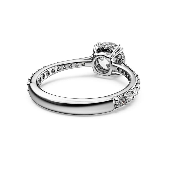 Anello da cocktail Stilla con taglio rotondo, pavé, bianco, finitura argento Anello da cocktail Stilla con taglio rotondo, pavé, bianco, finitura argento