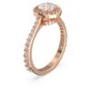 Anello da cocktail Una Angelic, taglio rotondo, pavé, bianco, placcato oro rosa