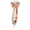 Anello da cocktail Una Angelic, taglio rotondo, pavé, bianco, placcato oro rosa