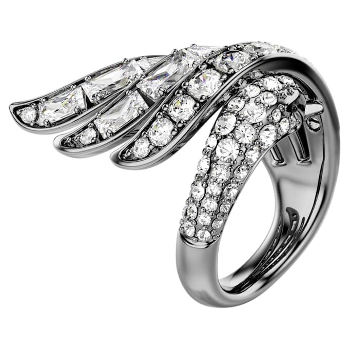 Anello della collezione Vienna “Swan”, bianco, placcato in rutenio Anello della collezione Vienna “Swan”, bianco, placcato in rutenio