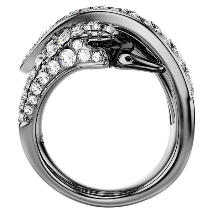 Anello della collezione Vienna “Swan”, bianco, placcato in rutenio Anello della collezione Vienna “Swan”, bianco, placcato in rutenio