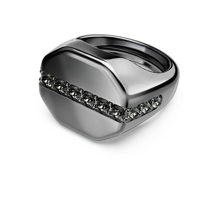 Anello Dextera a forma ottagonale, taglio rotondo, nero, placcato in rutenio Anello Dextera a forma ottagonale, taglio rotondo, nero, placcato in rutenio