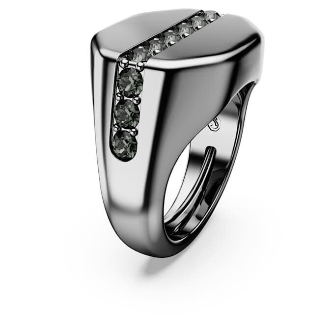 Anello Dextera a forma ottagonale, taglio rotondo, nero, placcato in rutenio Anello Dextera a forma ottagonale, taglio rotondo, nero, placcato in rutenio