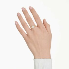 Anello Dextera con tagli misti, bianco, placcato oro Anello Dextera con tagli misti, bianco, placcato oro