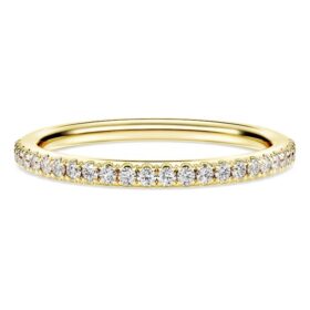 Anello Eternity con diamanti sintetici 0,2 ct totali, forma rotonda, oro giallo 14K Anello Eternity con diamanti sintetici 0,2 ct totali, forma rotonda, oro giallo 14K