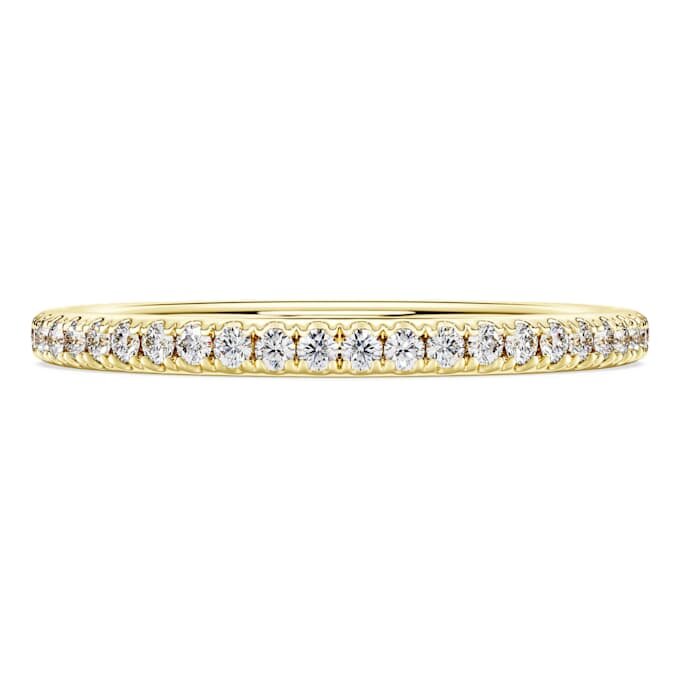 Anello Eternity con diamanti sintetici 0,2 ct totali, forma rotonda, oro giallo 14K Anello Eternity con diamanti sintetici 0,2 ct totali, forma rotonda, oro giallo 14K