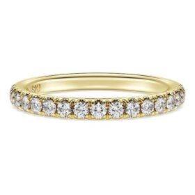 Anello Eternity con diamanti sintetici 0,4 carati in totale, forma rotonda, oro giallo 14K Anello Eternity con diamanti sintetici 0,4 carati in totale, forma rotonda, oro giallo 14K