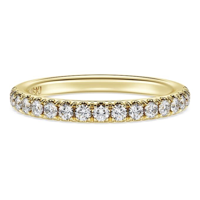 Anello Eternity con diamanti sintetici 0,4 carati in totale, forma rotonda, oro giallo 14K Anello Eternity con diamanti sintetici 0,4 carati in totale, forma rotonda, oro giallo 14K