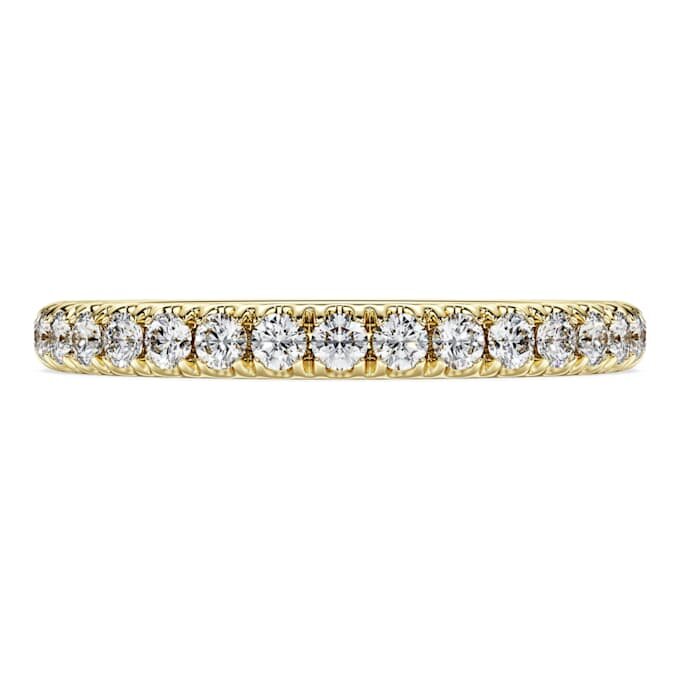 Anello Eternity con diamanti sintetici 0,4 carati in totale, forma rotonda, oro giallo 14K Anello Eternity con diamanti sintetici 0,4 carati in totale, forma rotonda, oro giallo 14K