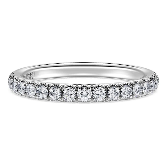 Anello Eternity con diamanti sintetici 0,4 Ct in totale, forma rotonda, oro bianco 14K Anello Eternity con diamanti sintetici 0,4 Ct in totale, forma rotonda, oro bianco 14K