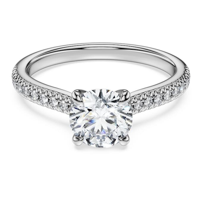 Anello Eternity Solitaire con diamanti sintetici da laboratorio 1,2 Ct in totale, forma rotonda, oro bianco 14K Anello Eternity Solitaire con diamanti sintetici da laboratorio 1,2 Ct in totale, forma rotonda, oro bianco 14K