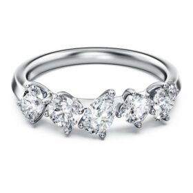 Anello Galaxy con diamanti sintetici da 1 Ct in totale, forme miste, oro bianco 14K Anello Galaxy con diamanti sintetici da 1 Ct in totale, forme miste, oro bianco 14K