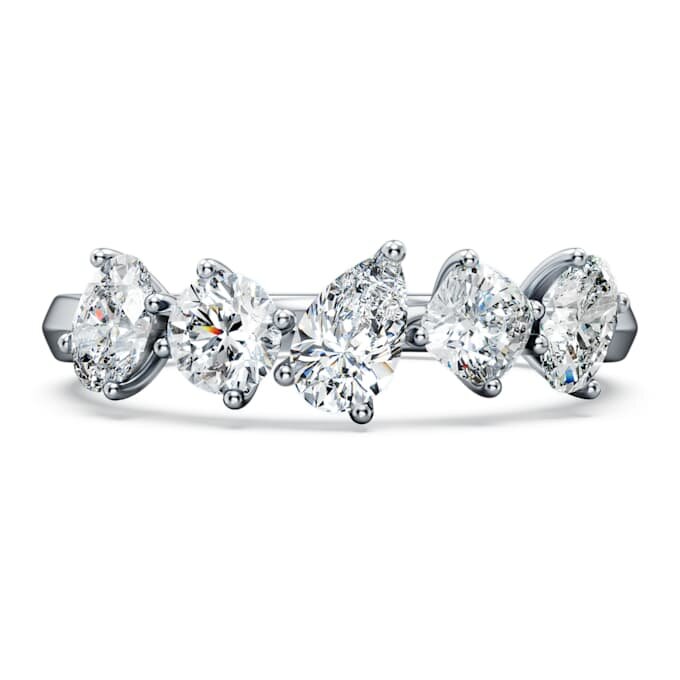 Anello Galaxy con diamanti sintetici da 1 Ct in totale, forme miste, oro bianco 14K Anello Galaxy con diamanti sintetici da 1 Ct in totale, forme miste, oro bianco 14K