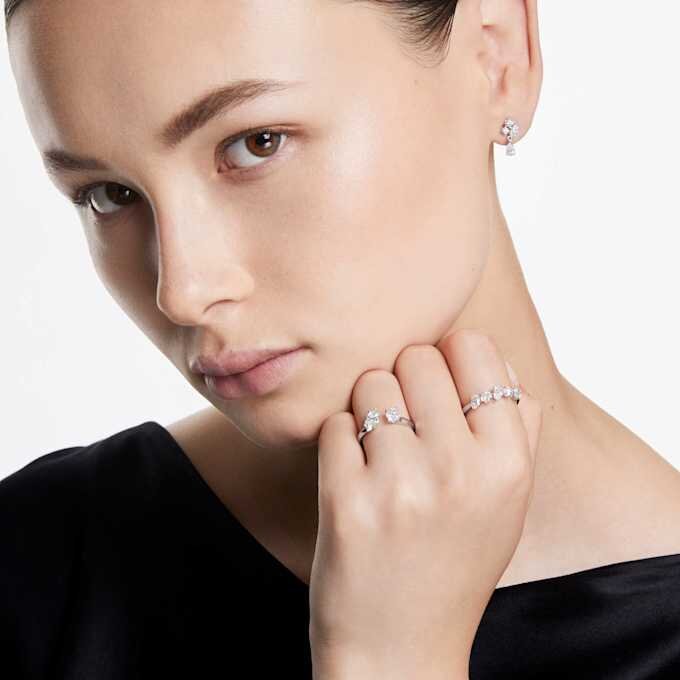 Anello Galaxy con diamanti sintetici da 1 Ct in totale, forme miste, oro bianco 14K Anello Galaxy con diamanti sintetici da 1 Ct in totale, forme miste, oro bianco 14K