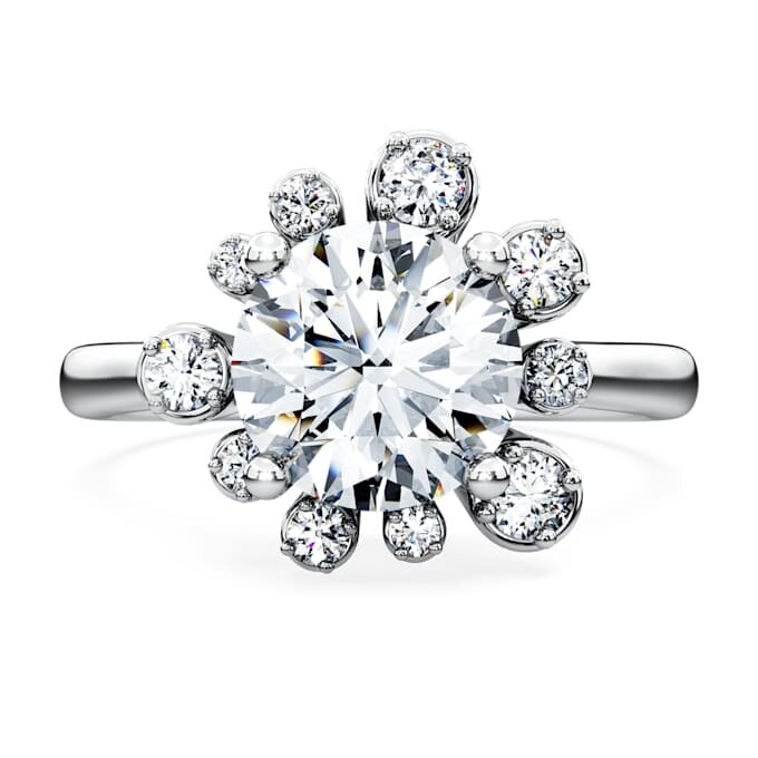 Anello Galaxy con diamanti sintetici da 2 carati in totale, forma rotonda, oro bianco 14K Anello Galaxy con diamanti sintetici da 2 carati in totale, forma rotonda, oro bianco 14K