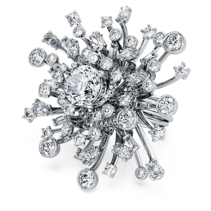 Anello Galaxy con diamanti sintetici da 9,5 carati in totale, forme miste, oro bianco 18 carati Anello Galaxy con diamanti sintetici da 9,5 carati in totale, forme miste, oro bianco 18 carati