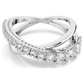 Anello Hyperbola con tagli misti, bianco, finitura argento Anello Hyperbola con tagli misti, bianco, finitura argento