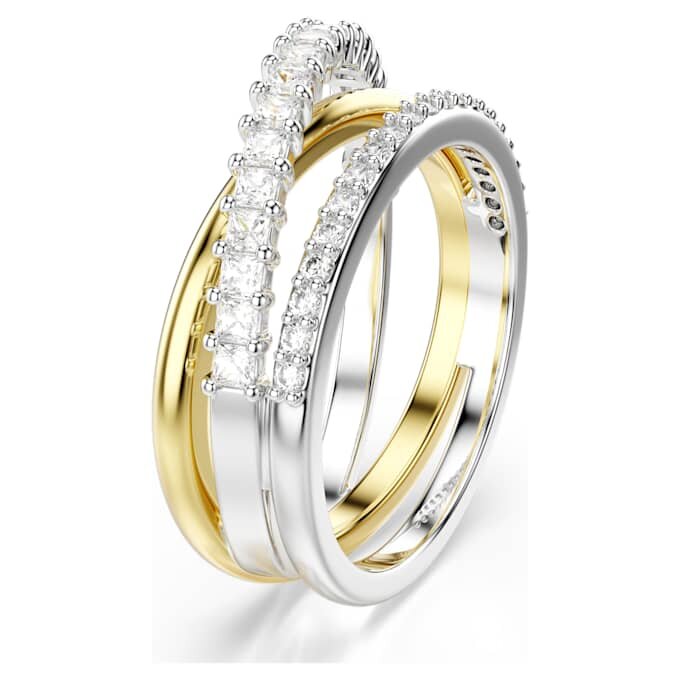 Anello Hyperbola con tagli misti, bianco, finitura in metalli misti Anello Hyperbola con tagli misti, bianco, finitura in metalli misti