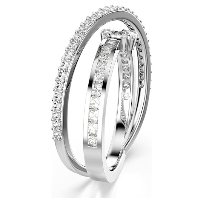 Anello Hyperbola con tagli misti, bianco, placcato in rodio Anello Hyperbola con tagli misti, bianco, placcato in rodio