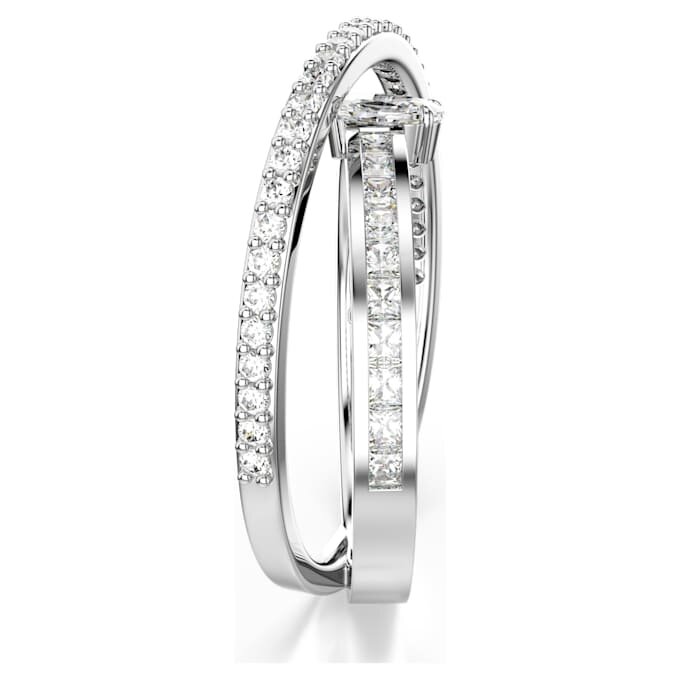 Anello Hyperbola con tagli misti, bianco, placcato in rodio Anello Hyperbola con tagli misti, bianco, placcato in rodio