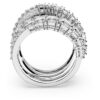 Anello Hyperbola con tagli misti, bianco, placcato in rodio