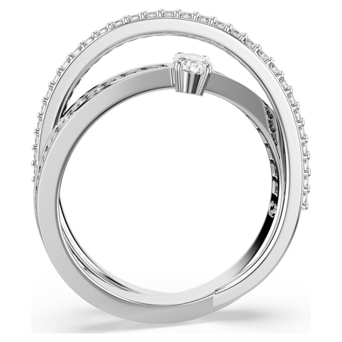 Anello Hyperbola con tagli misti, bianco, placcato in rodio Anello Hyperbola con tagli misti, bianco, placcato in rodio