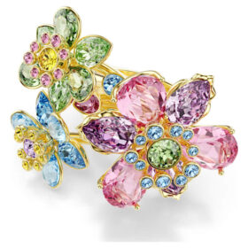 Anello Idyllia con tagli misti, fiore, multicolore, placcato oro Anello Idyllia con tagli misti, fiore, multicolore, placcato oro