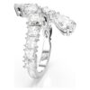 Anello Matrix con tagli misti, bianco, placcato in rodio