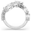 Anello Matrix con tagli misti, bianco, placcato in rodio