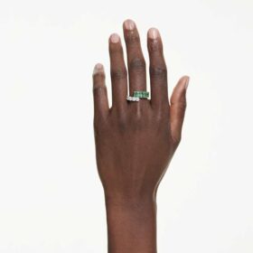 Anello Matrix con tagli misti, verde, placcato in rodio