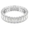 Anello Matrix con taglio a baguette, bianco, finitura argento