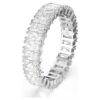 Anello Matrix con taglio a baguette, bianco, finitura argento