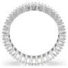 Anello Matrix con taglio a baguette, bianco, finitura argento