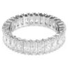 Anello Matrix con taglio a baguette, bianco, finitura argento